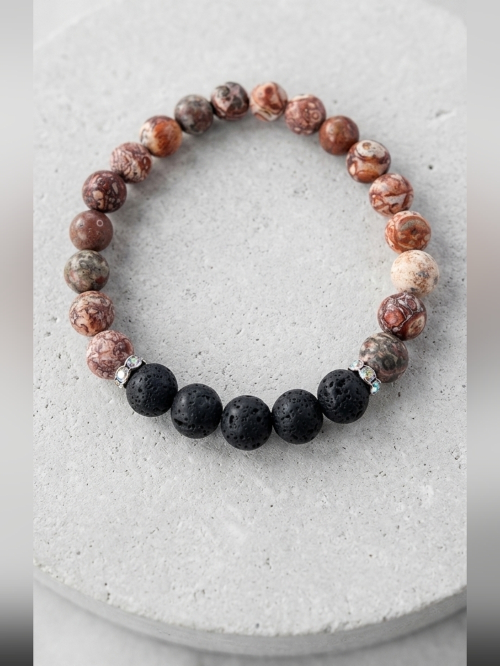 Leopard Jasper essential oil diffuser aromatherapy lava bead bracelet NWT